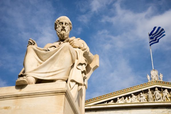 Marble statue of the ancient Greek Philosopher Plato. Academy of Athens,Greece.